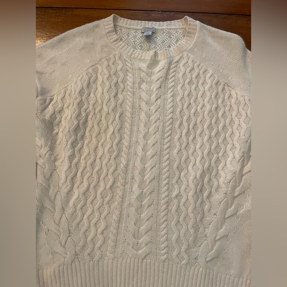 Halogen Cashmere Wool Blend Cable Knit Sweater - Antique White - Picture 3 of 8